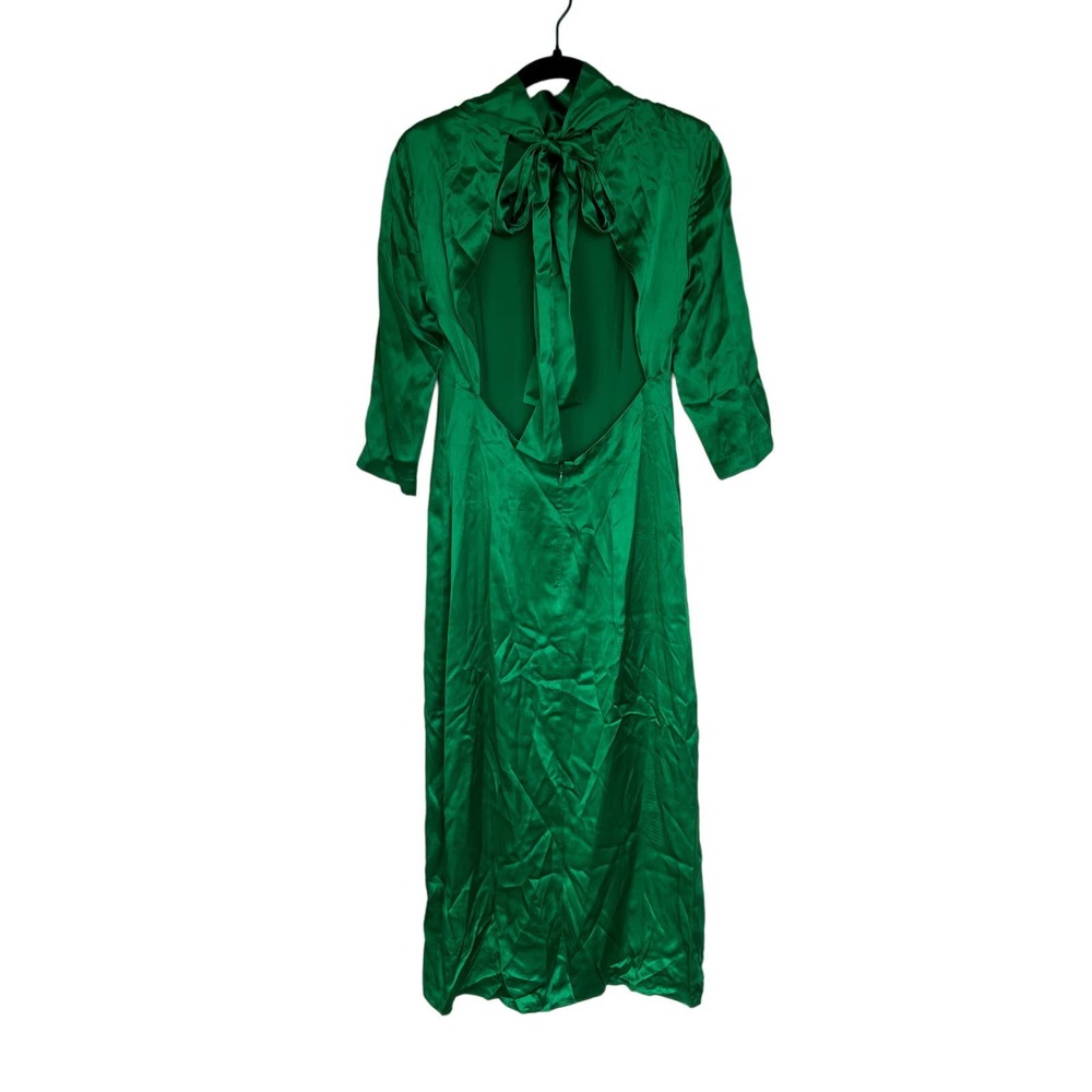 J. Crew Collection Open-Back Silk Charmeuse Long Sleeve Mock Neck Dress Size 0 - Picture 4 of 11